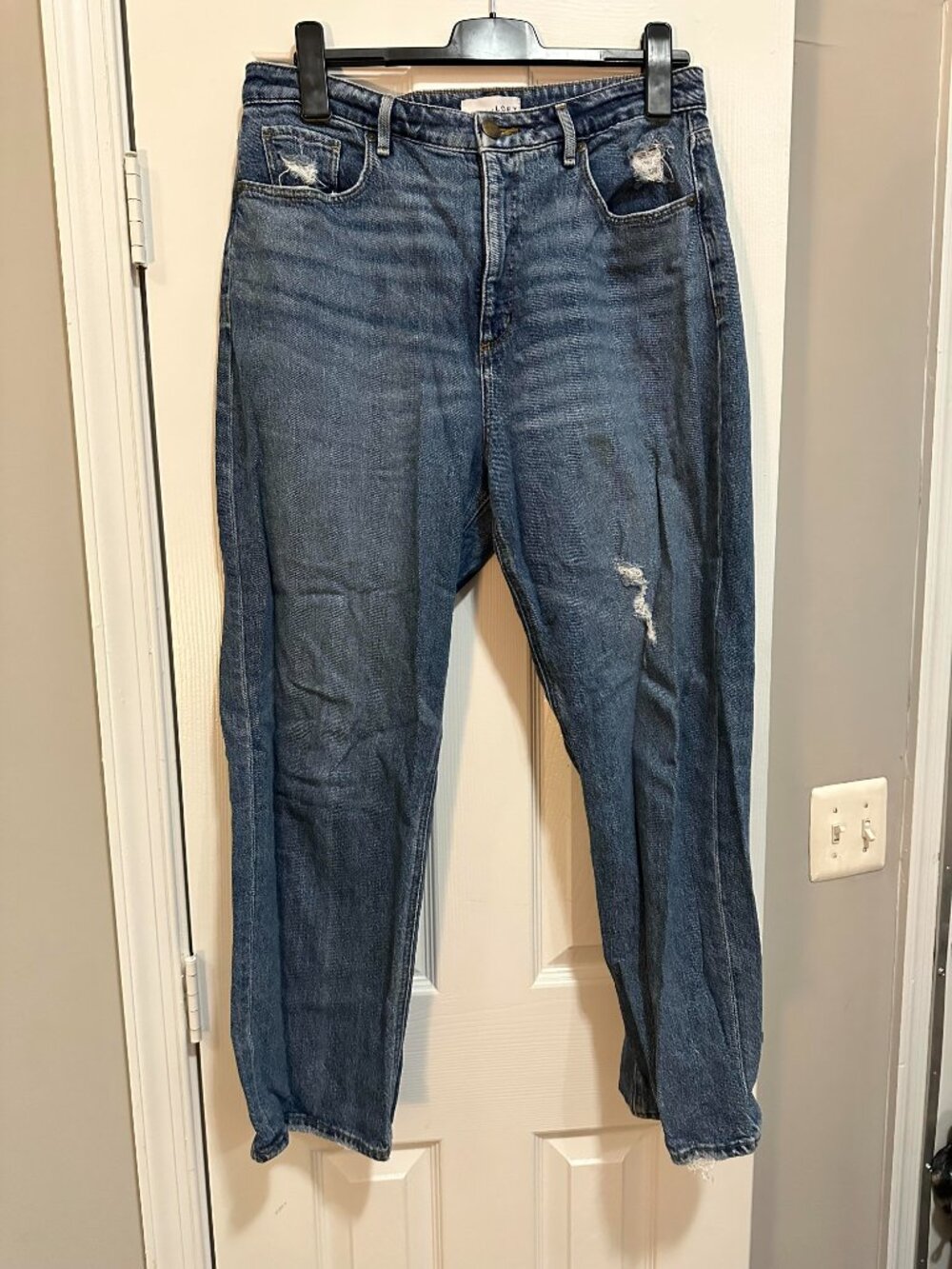 Loft Made and Loved Distressed High Rise Cropped Boyfriend Jean